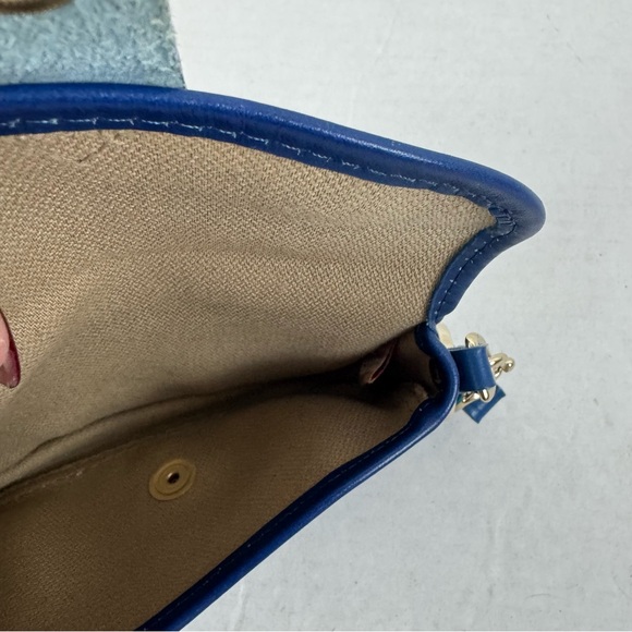 Dooney & Bourke‎ Blue Logo Canvas Leather Trim Wristlet Wallet Small Pouch